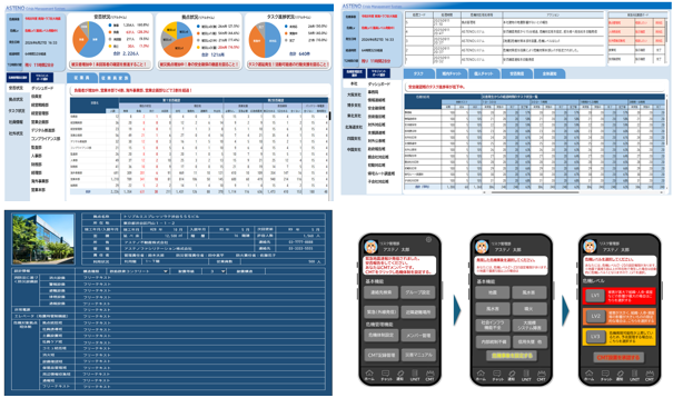 ASTENOのスマートフォンアプリとPC管理ダッシュボード画面